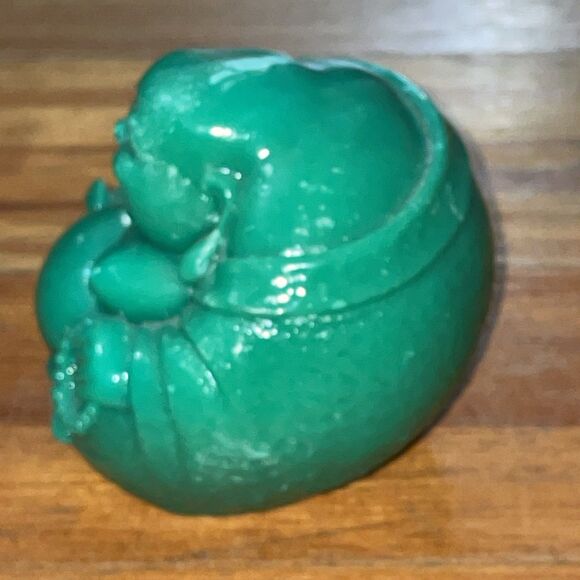 Green Laughing Buddha Figurine Resin Prosperity Statue Good Luck Decor - Picture 3 of 16
